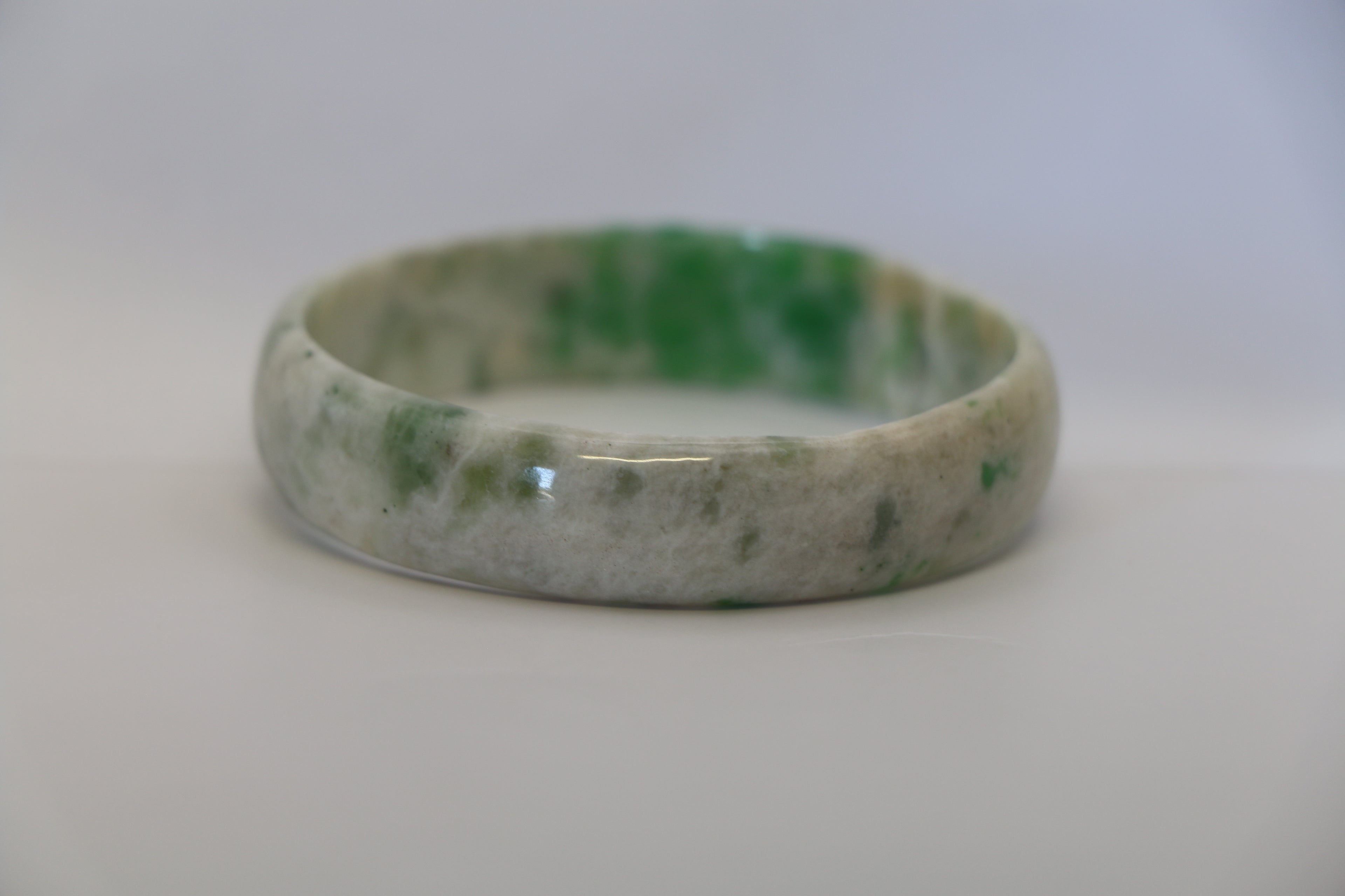 Jade Bangle - Natural Snow Green