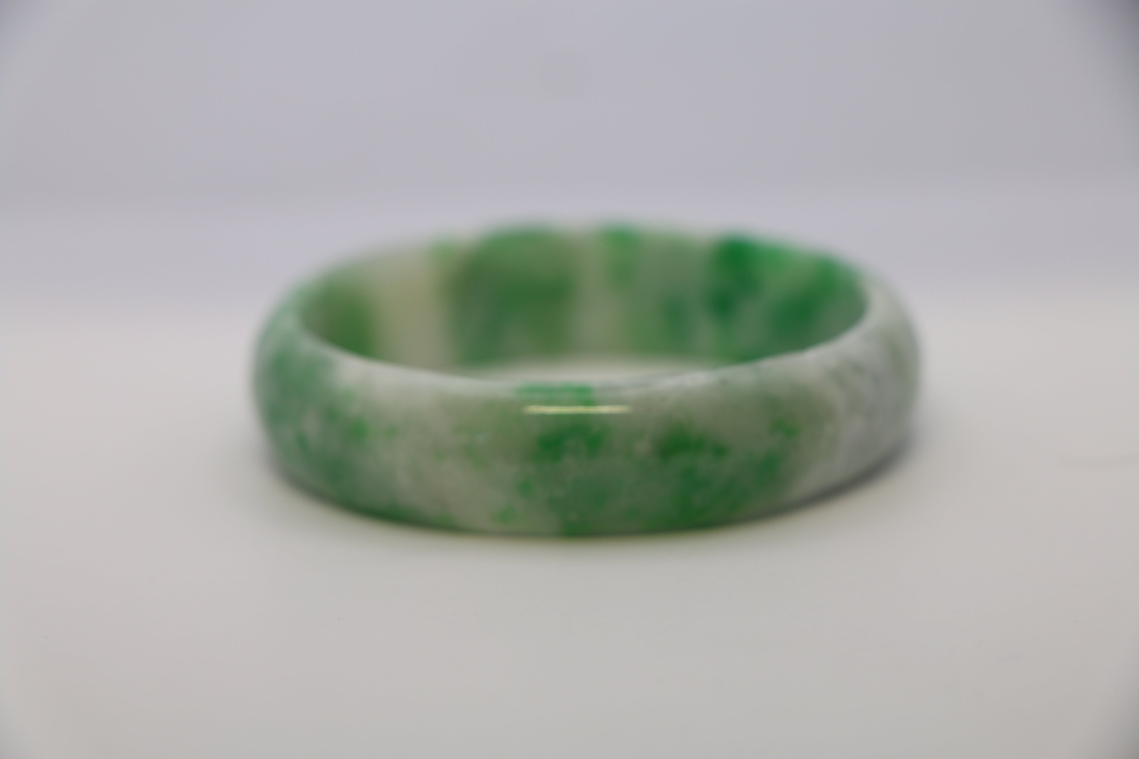 Jade Bangle - Natural Snow Green